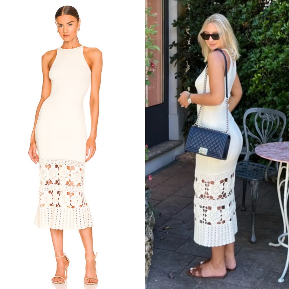Tularosa Finley Crochet Midi Dress in Ivory Size Large NEW! New with tags!